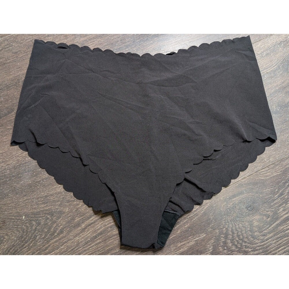 VICTORIA'S SECRET XL Black Brief / Slip LOGO PANTIES New Without Tags (429D)